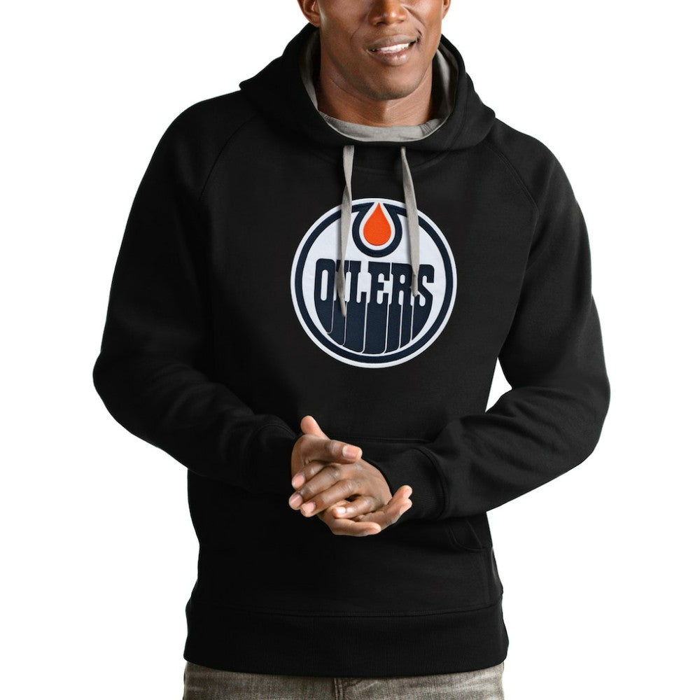 Edmonton Oilers - Antigua Logo Victory Pullover Hoodie Black
