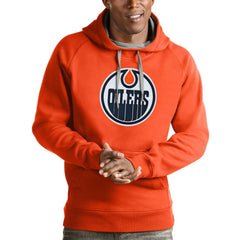 Edmonton Oilers - Antigua Logo Victory Pullover Hoodie Orange