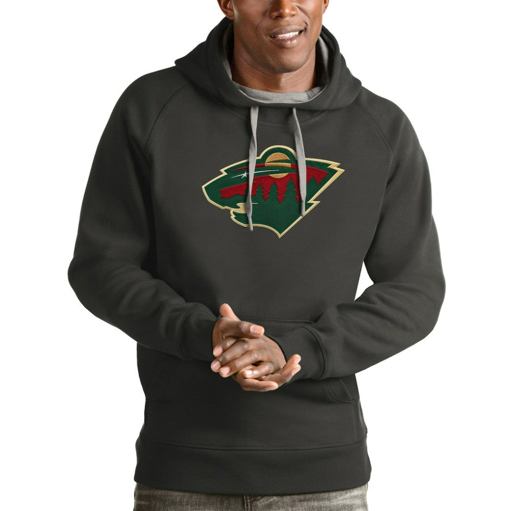Minnesota Wild - Antigua Logo Victory Pullover Hoodie Charcoal