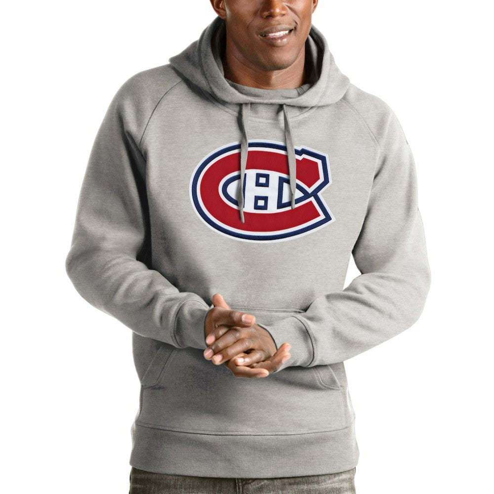 Montreal Canadiens - Antigua Logo Victory Pullover Hoodie Heathered Gray