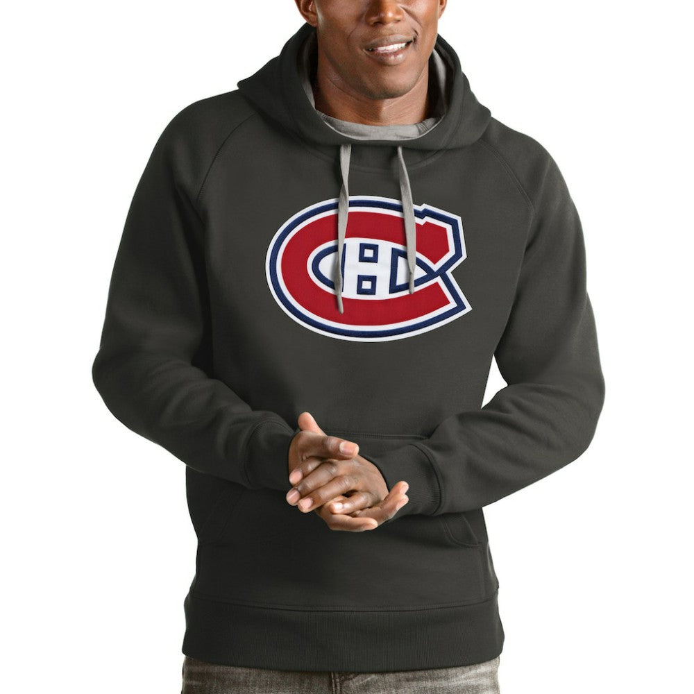 Montreal Canadiens - Antigua Logo Victory Pullover Hoodie Charcoal