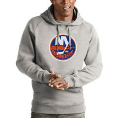 New York Islanders - Antigua Logo Victory Pullover Hoodie Heathered Gray