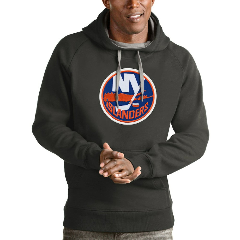 New York Islanders - Antigua Logo Victory Pullover Hoodie Charcoal