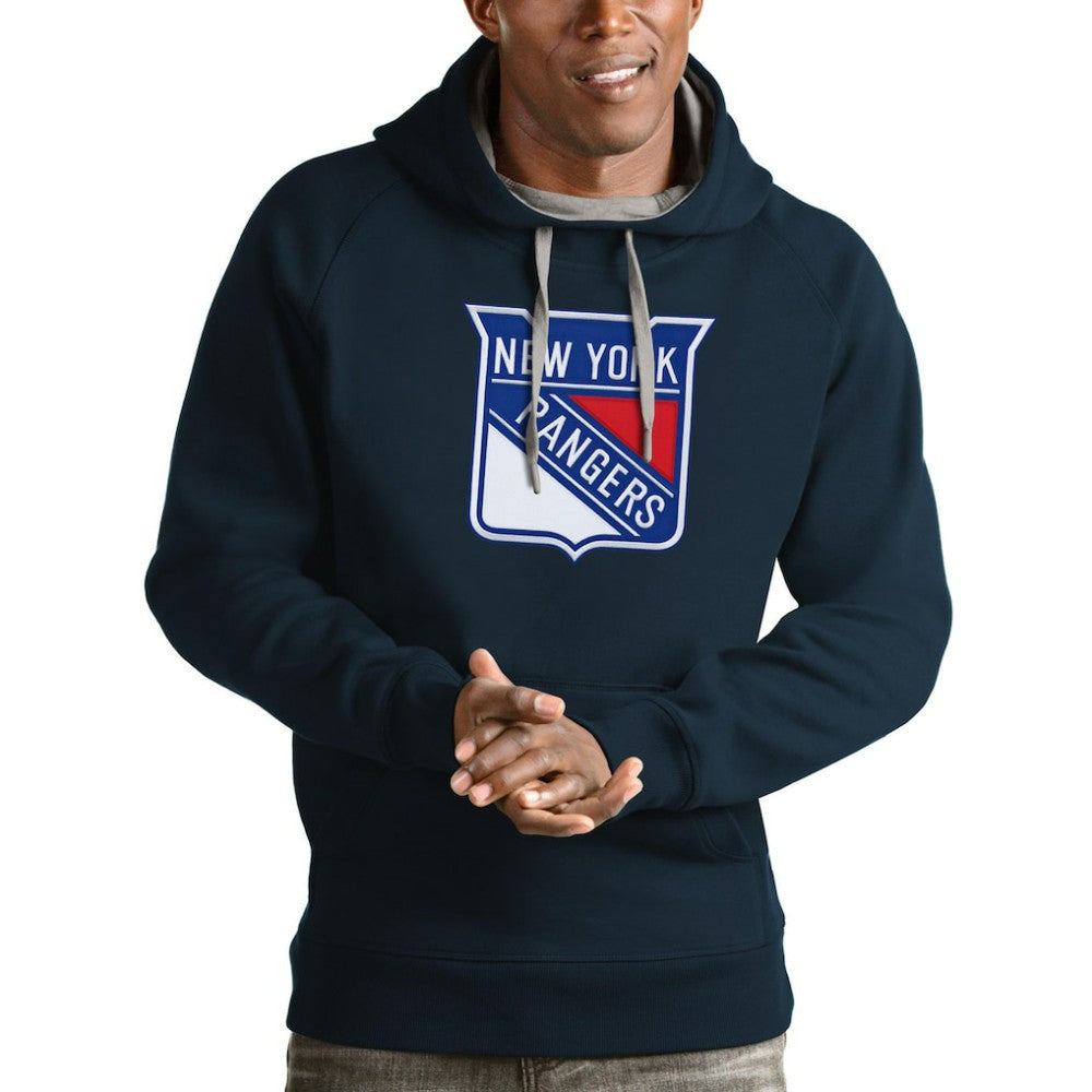 New York Rangers Antigua Logo Victory Pullover Hoodie Navy