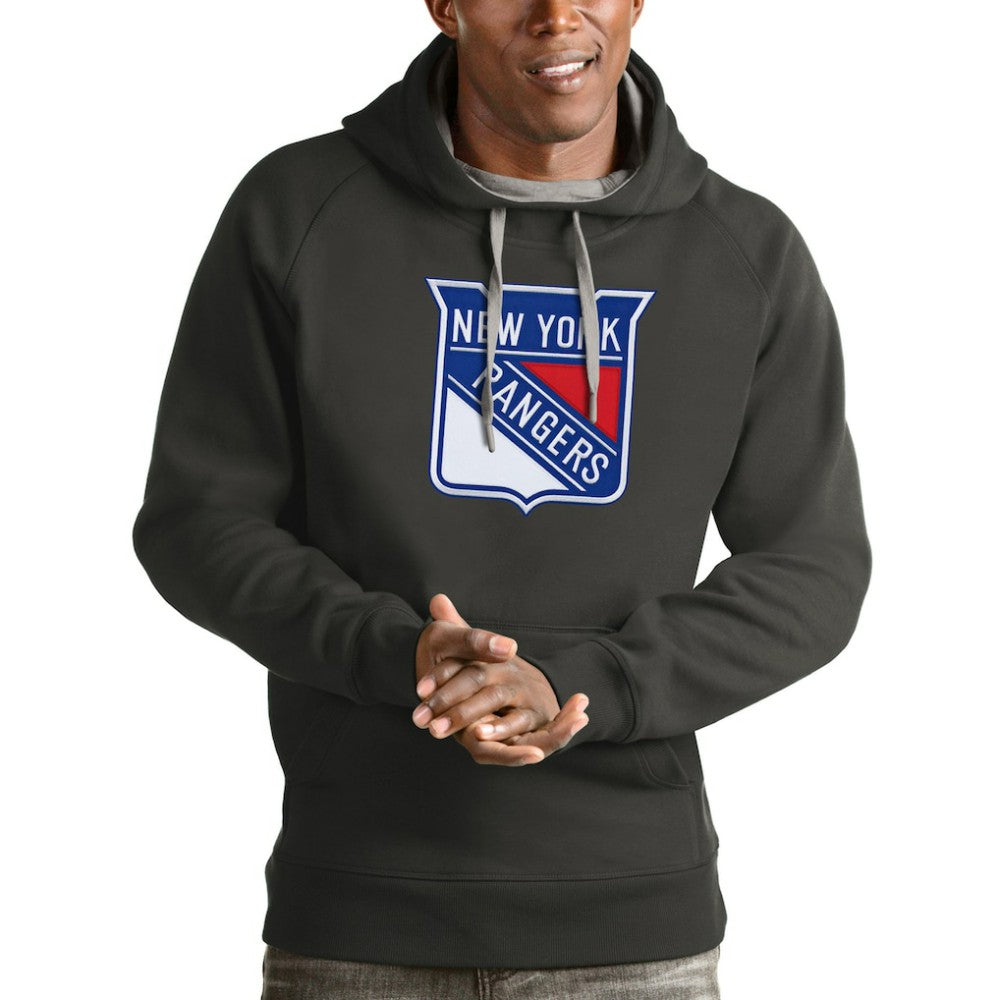 New York Rangers Antigua Logo Victory Pullover Hoodie Charcoal
