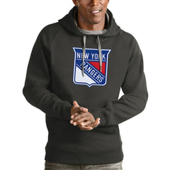 New York Rangers Antigua Logo Victory Pullover Hoodie Charcoal