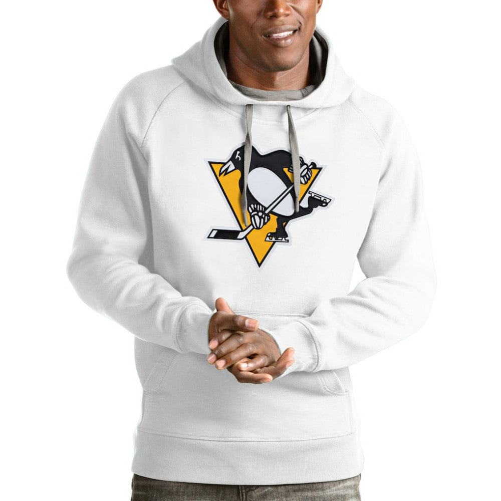Pittsburgh Penguins Antigua Logo Victory Pullover Hoodie White