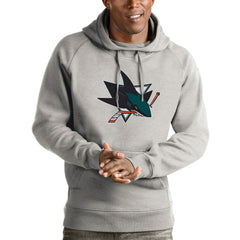 San Jose Sharks - Antigua Logo Victory Pullover Hoodie Heathered Gray
