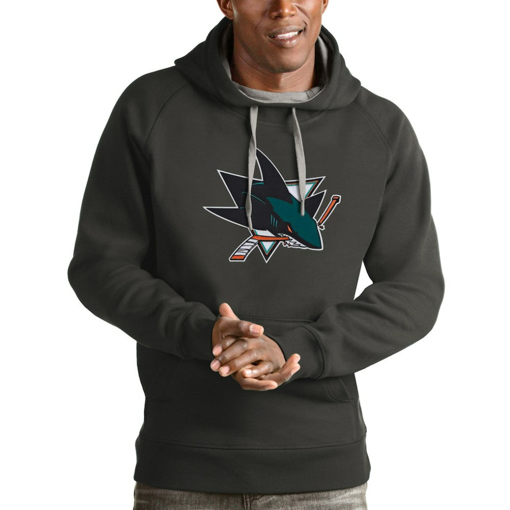 San Jose Sharks - Antigua Logo Victory Pullover Hoodie Charcoal