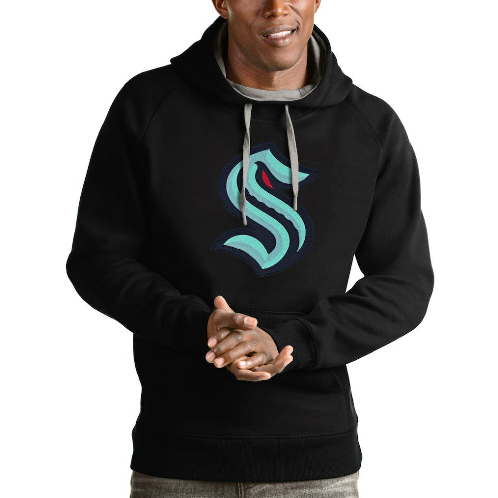 Seattle Kraken Antigua Logo Victory Pullover Hoodie Black