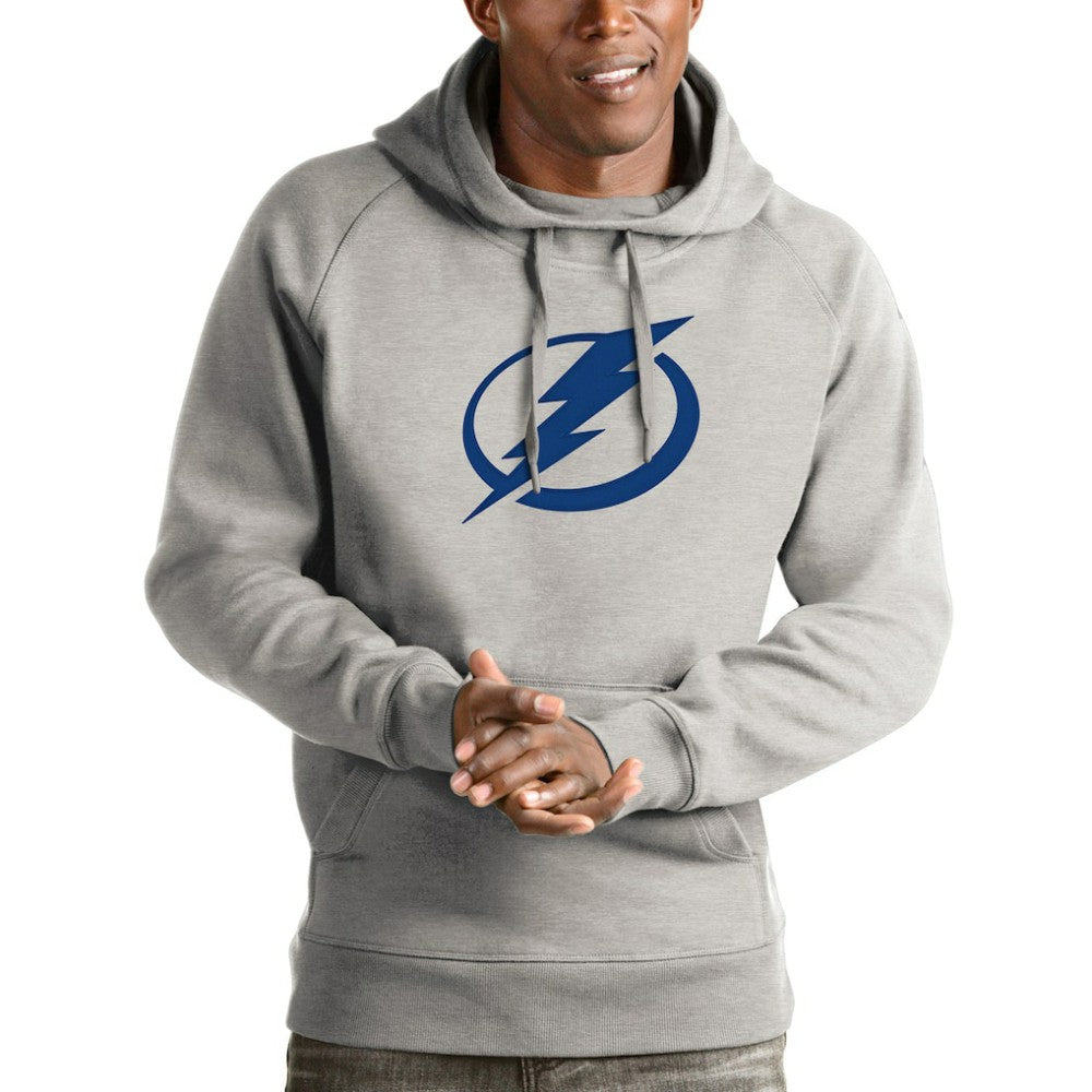 Tampa Bay Lightning - Antigua Logo Victory Pullover Hoodie Heathered Gray