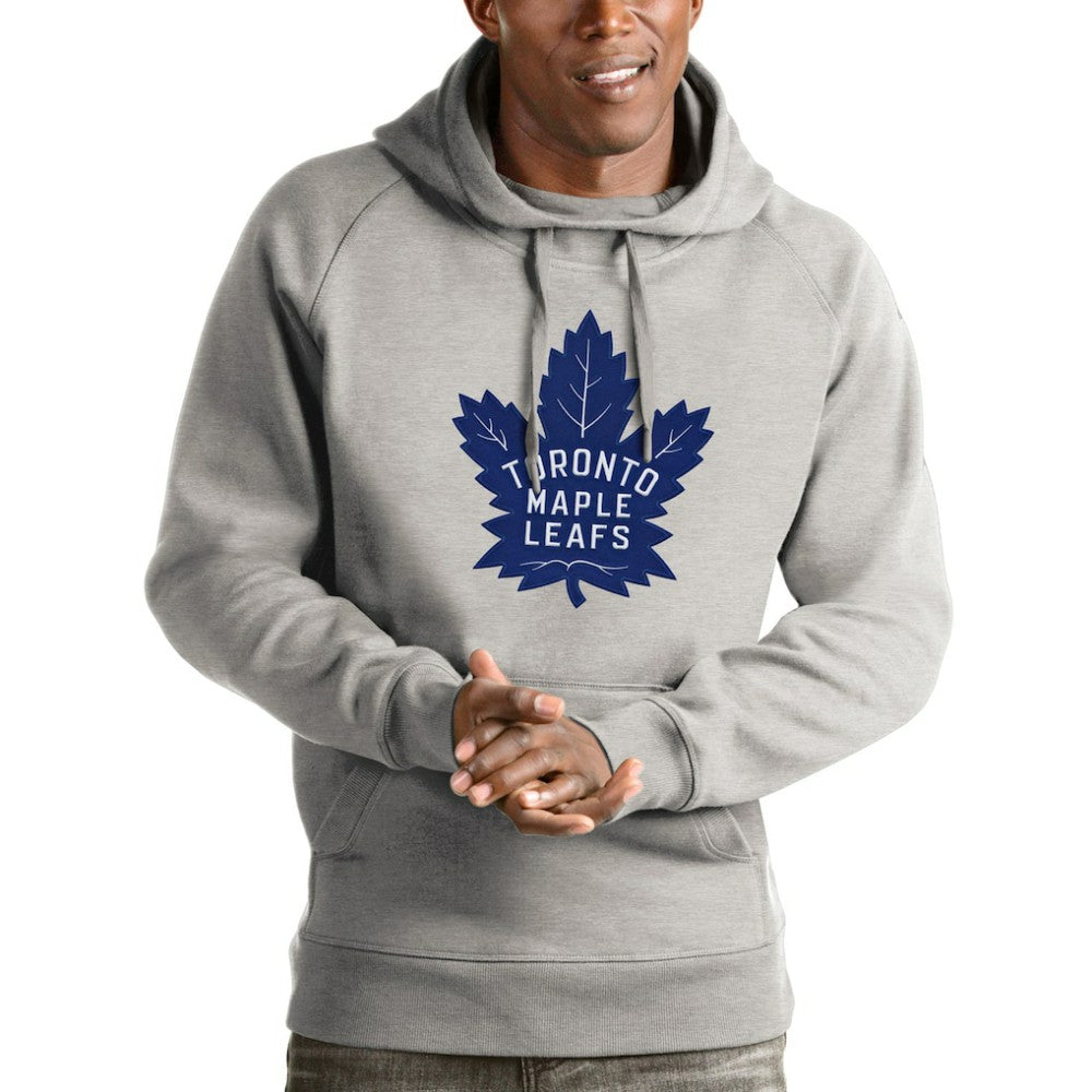 Toronto Maple Leafs - Antigua Logo Victory Pullover Hoodie Heathered Gray