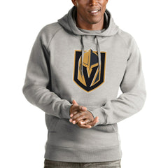 Vegas Golden Knights Antigua Logo Victory Pullover Hoodie Heathered Gray