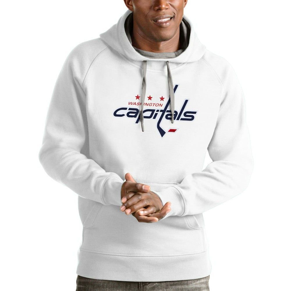 Washington Capitals Antigua Logo Victory Pullover Hoodie White