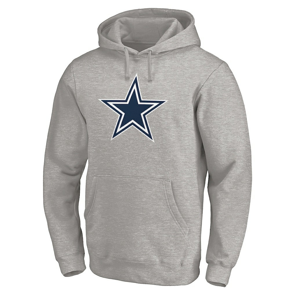Dallas Cowboys Primary Logo Fitted Pullover Hoodie Heather Gray - NFL