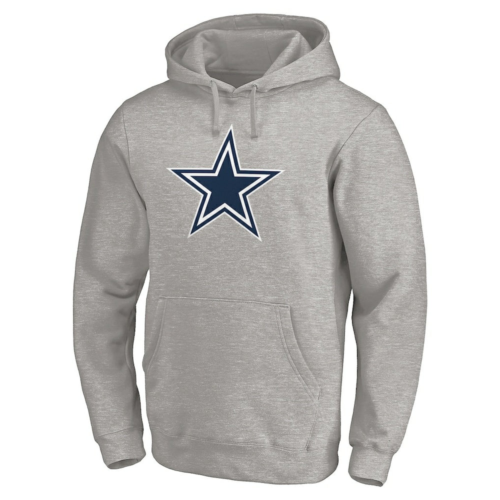 Dallas Cowboys Primary Logo Fitted Pullover Hoodie Heather Gray - NFL