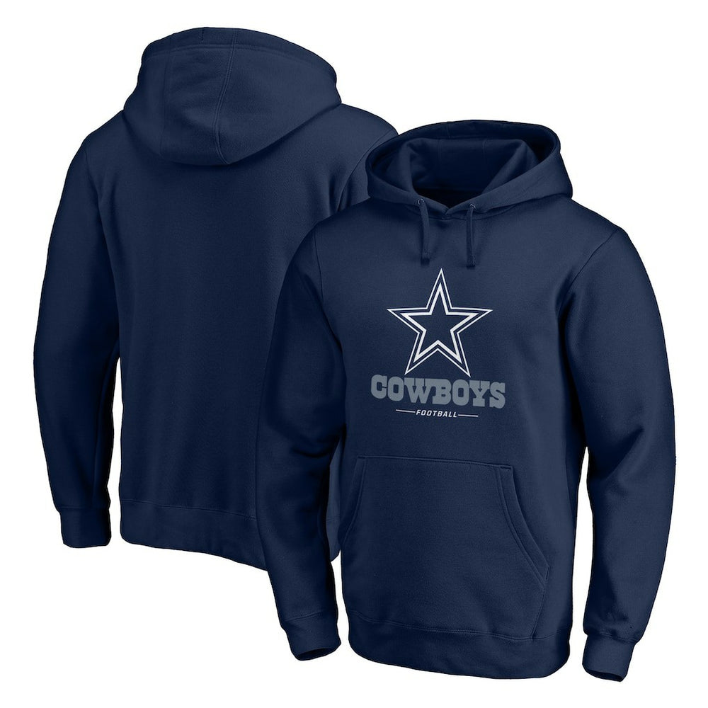 Dallas Cowboys Logo Team Lockup Fitted Pullover Hoodie Navy - NFL