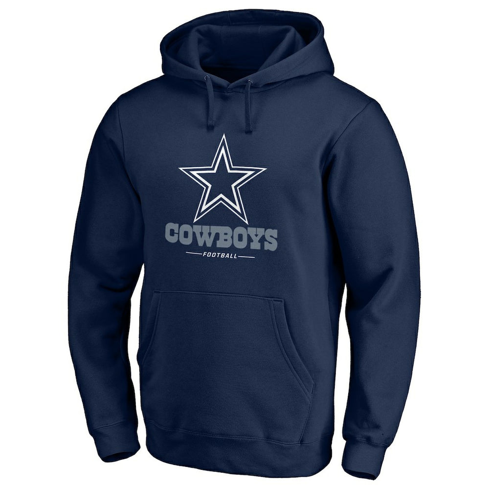 Dallas Cowboys Logo Team Lockup Fitted Pullover Hoodie Navy - NFL