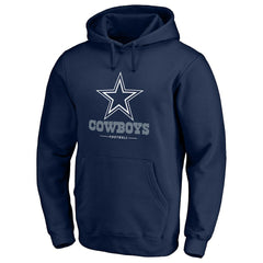 Dallas Cowboys Logo Team Lockup Fitted Pullover Hoodie Navy - NFL