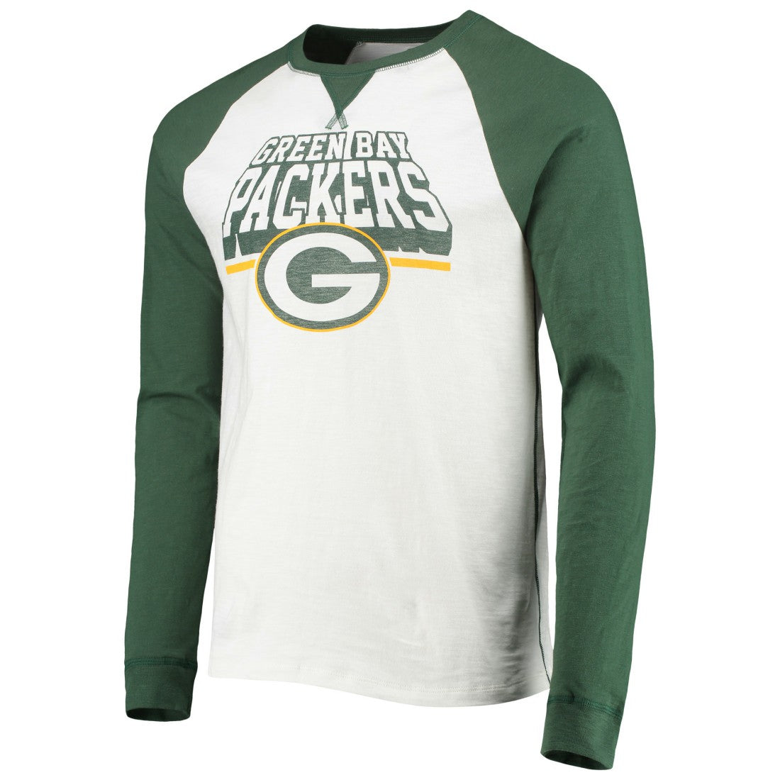 Green Bay Packers Junk Food Colorblock Raglan Long Sleeve T-Shirt White/Green - NFL