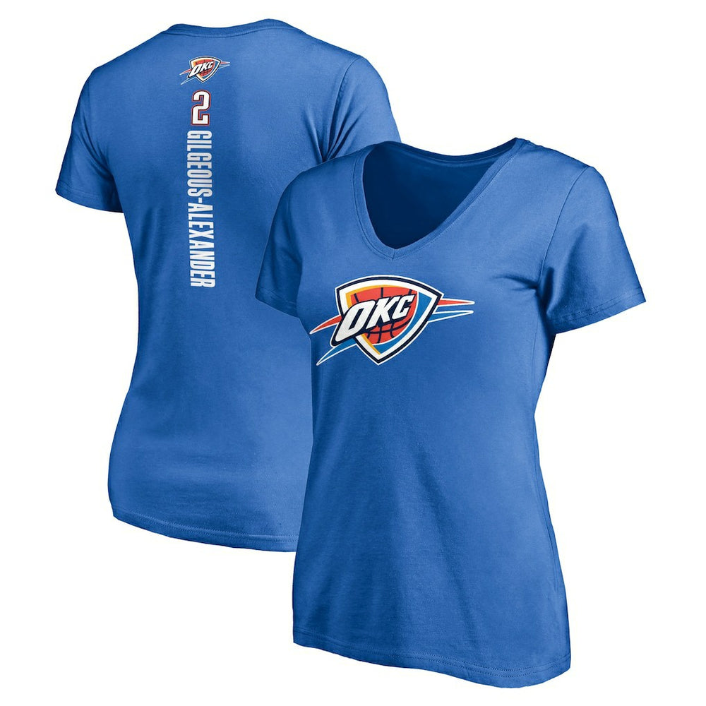 NBA - Shai Gilgeous-Alexander Oklahoma City Thunder Women's Playmaker Name & Number V-Neck T-Shirt - Blue