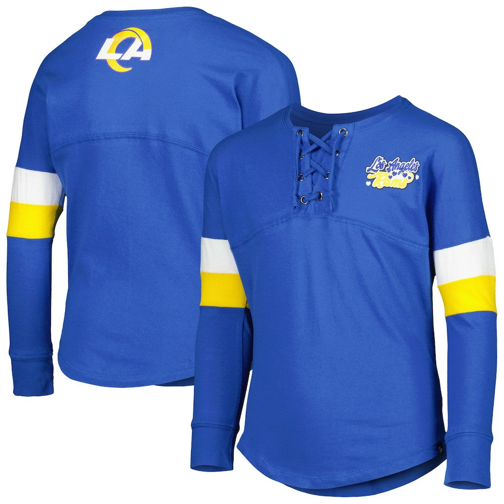Los Angeles Rams New Era Girls Youth Lace-Up Long Sleeve T-Shirt Royal - NFL