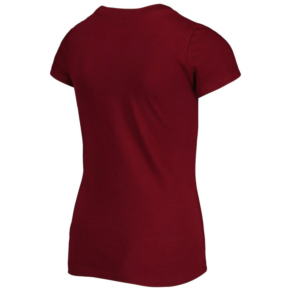 Washington Commanders New Era Girls Youth Reverse Sequin Wordmark V-Neck T-Shirt Burgundy - NFL