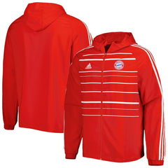 Adidas Bayern Munich DNA Raglan Full-Zip Hoodie Windbreaker Jacket - Red