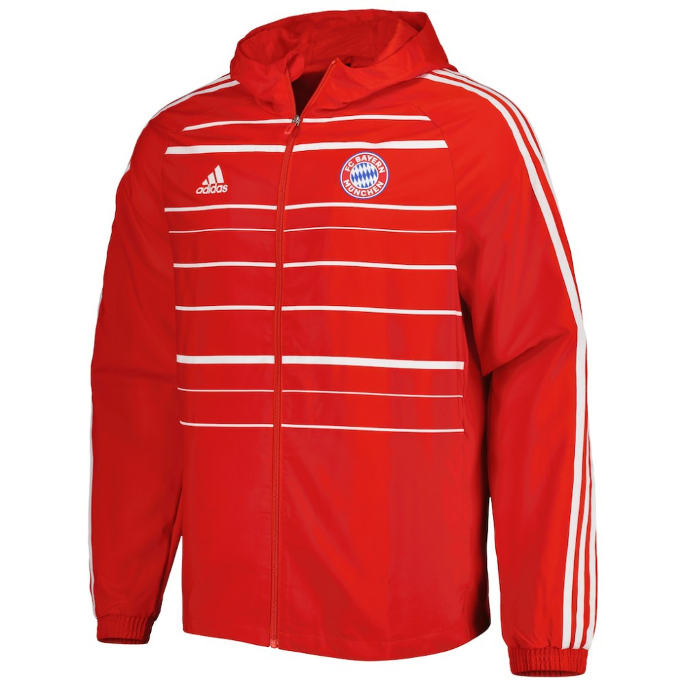 Adidas Bayern Munich DNA Raglan Full-Zip Hoodie Windbreaker Jacket - Red