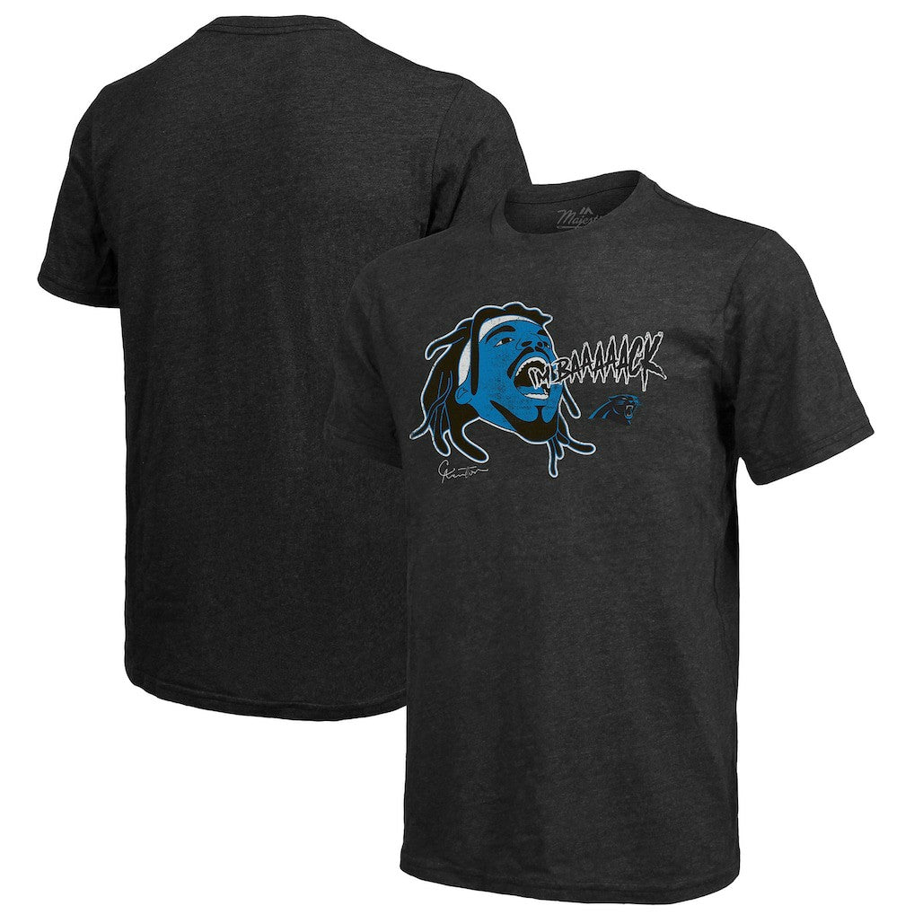 Cam Newton Carolina Panthers Majestic Threads Tri-Blend Player Graphic T-Shirt Black - NFL