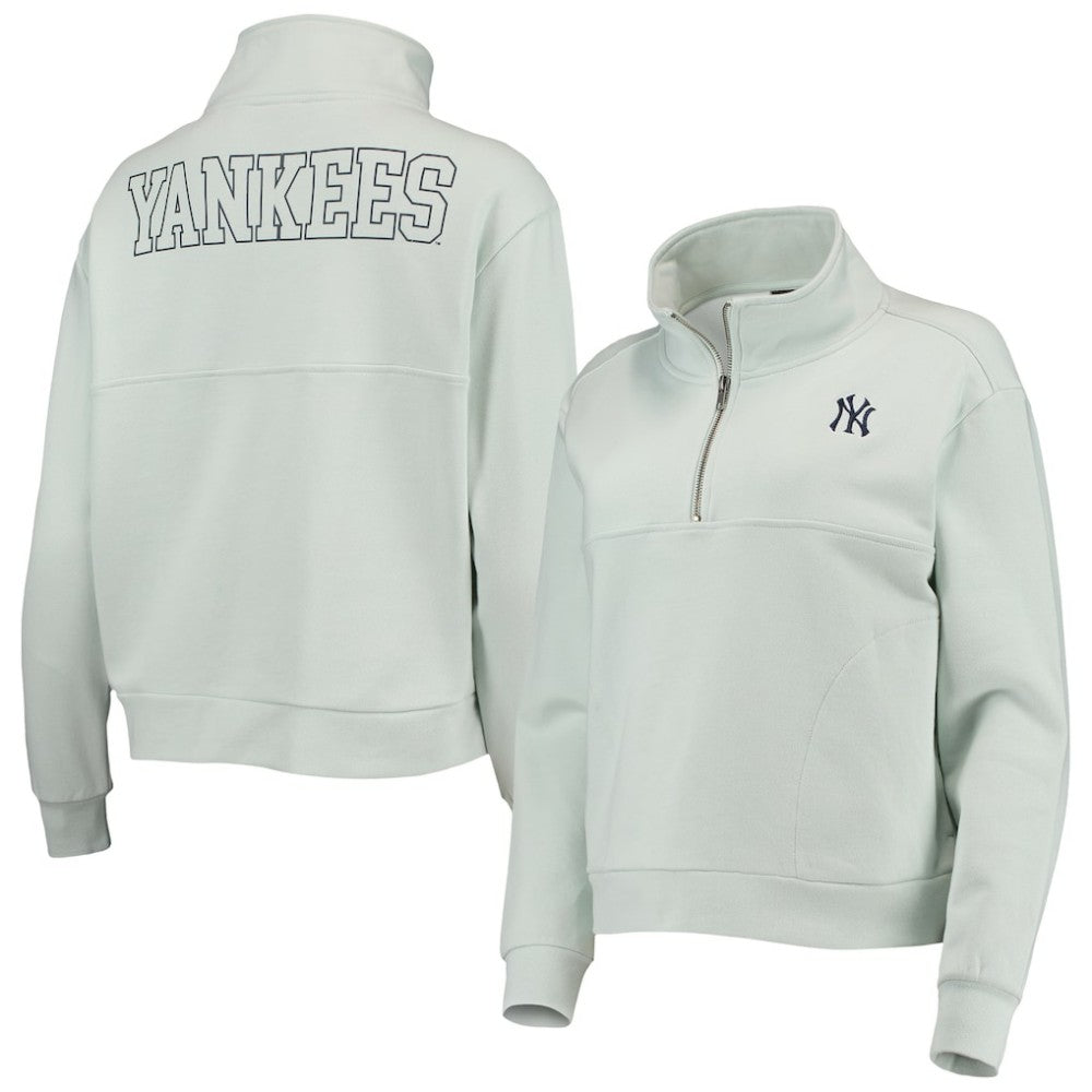 New York Yankees The Wild Collective Women's Two-Hit Quarter-Zip Pullover Top Clearance