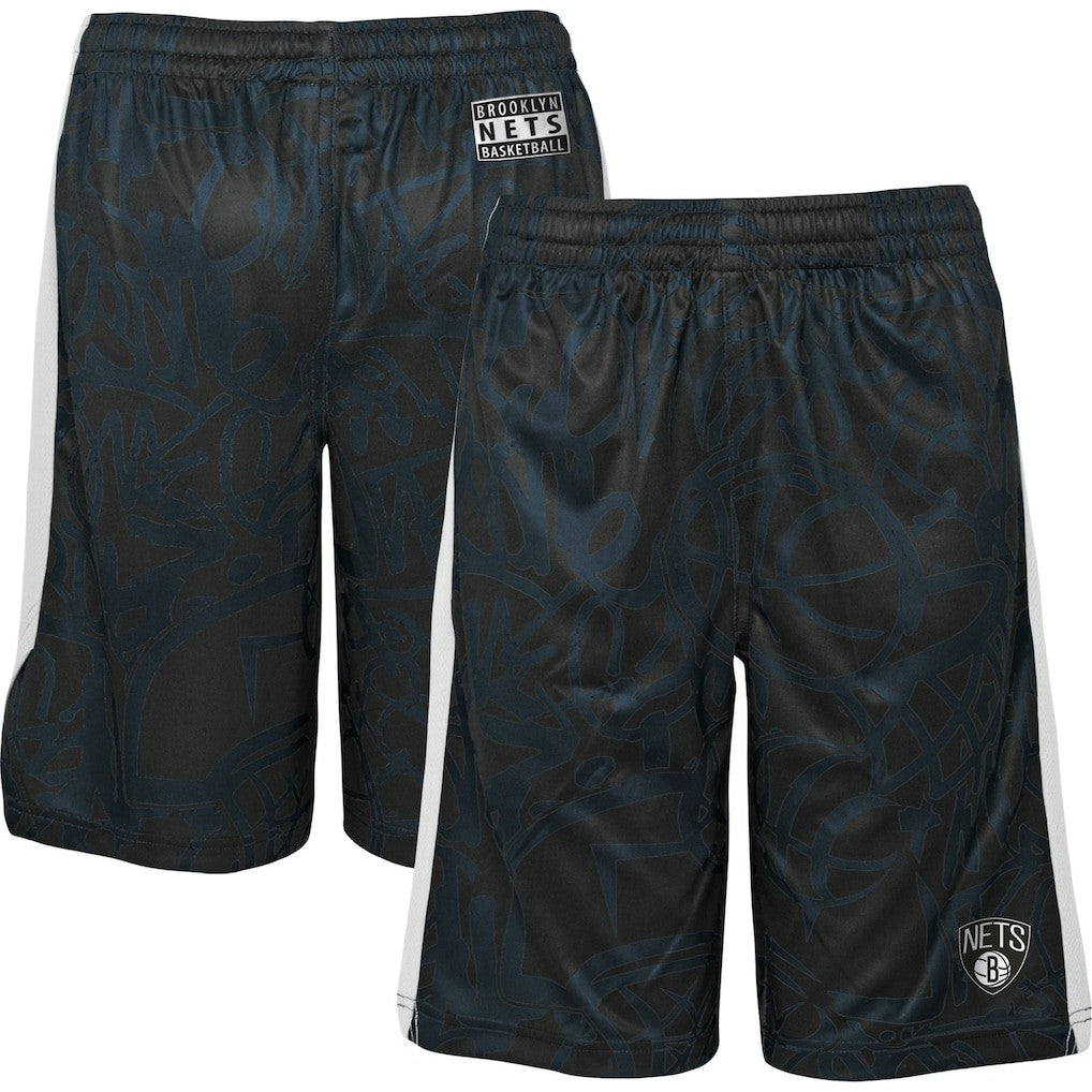 NBA - Brooklyn Nets Youth Scribble Dribble Baller Shorts - Black