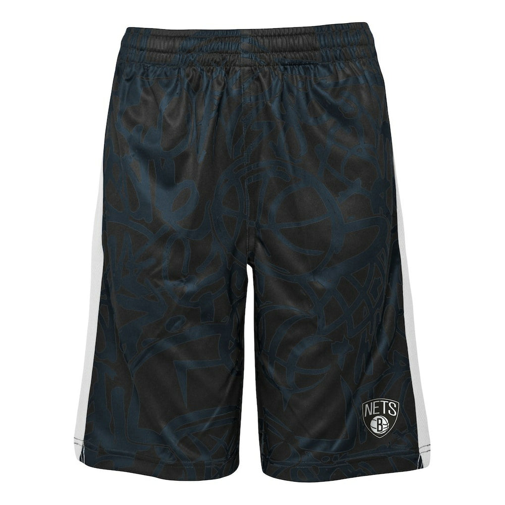 NBA - Brooklyn Nets Youth Scribble Dribble Baller Shorts - Black