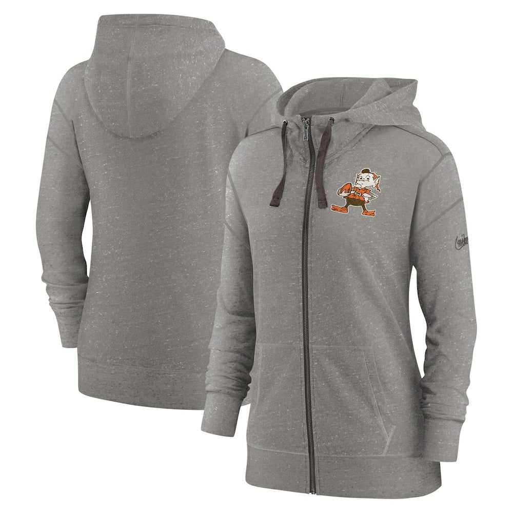 Cleveland Browns Women's Gym Vintage Full-Zip Hoodie Heather Charcoal - Nike