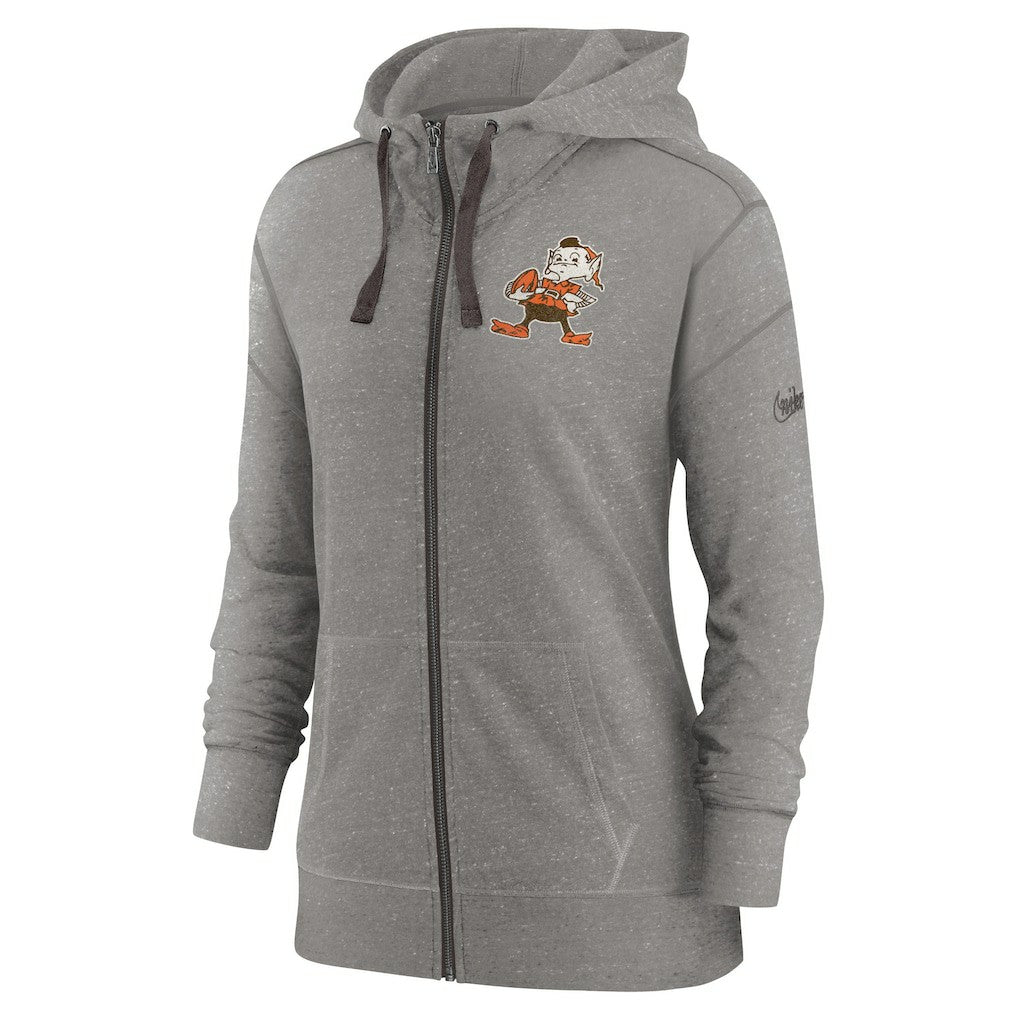 Cleveland Browns Women's Gym Vintage Full-Zip Hoodie Heather Charcoal - Nike