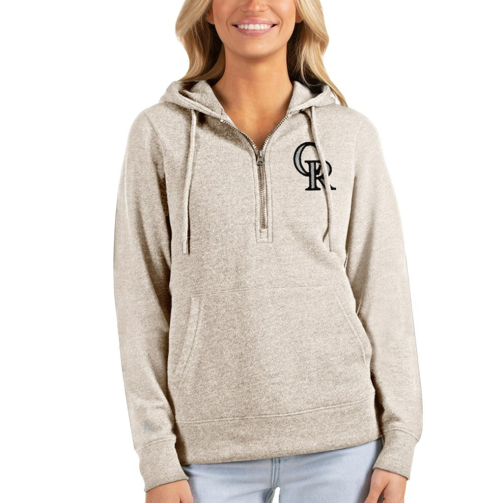 Colorado Rockies Antigua Women's Action Half-Zip Pullover Hoodie Lifestyle