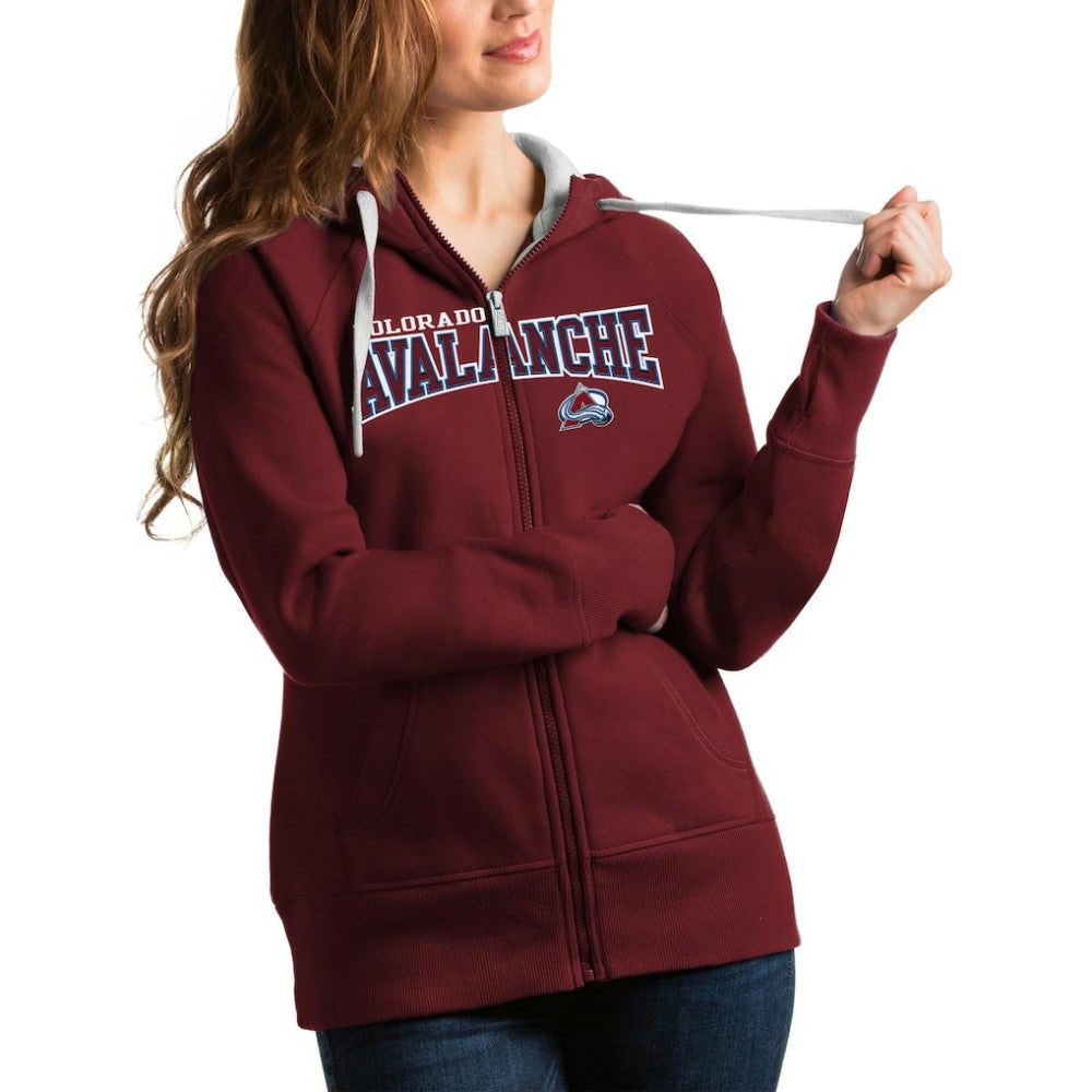Colorado Avalanche - Antigua Women's Wordmark Victory Full-Zip Hoodie Burgundy