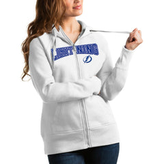Tampa Bay Lightning - Antigua Women's Wordmark Victory Full-Zip Hoodie White