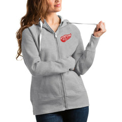Detroit Red Wings - Antigua Women's Victory Full-Zip Hoodie Heathered Gray