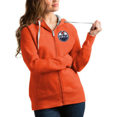 Edmonton Oilers - Antigua Women's Victory Full-Zip Hoodie Orange