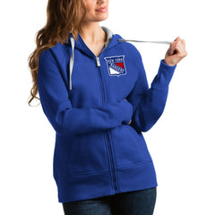 New York Rangers Antigua Women's Victory Full-Zip Hoodie Royal