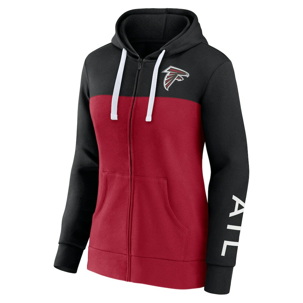 Atlanta Falcons Women's Take The Field Color Block Full-Zip Hoodie Black/Red - Fanatics