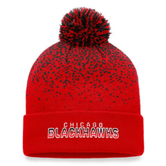 Chicago Blackhawks Fanatics Iconic Gradient Cuffed Knit Hat with Pom Red