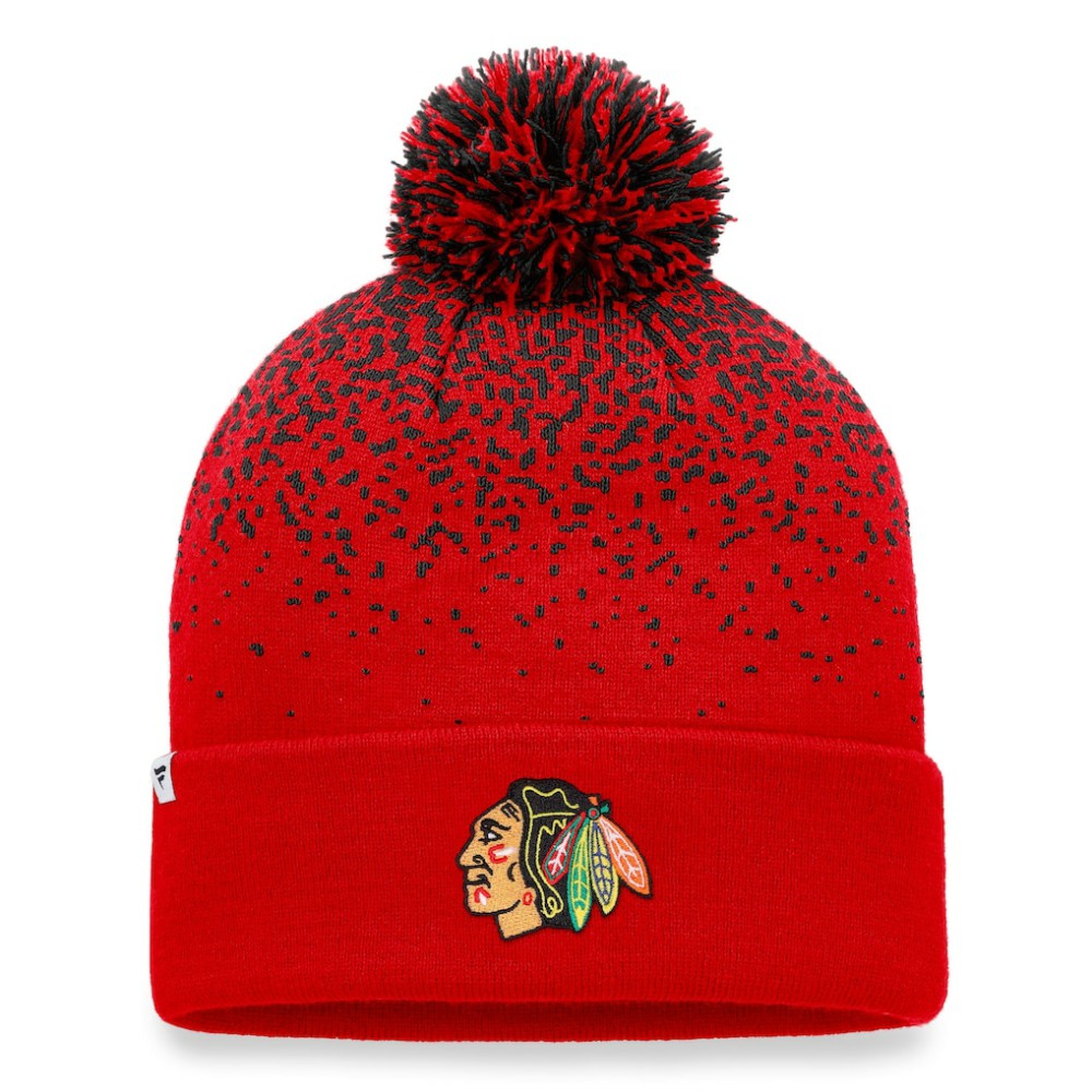 Chicago Blackhawks Fanatics Iconic Gradient Cuffed Knit Hat with Pom Red
