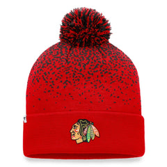 Chicago Blackhawks Fanatics Iconic Gradient Cuffed Knit Hat with Pom Red