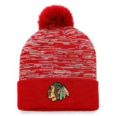 Chicago Blackhawks Fanatics Defender Cuffed Knit Hat with Pom Red