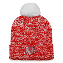 Chicago Blackhawks Fanatics Women's Glimmer Cuffed Knit Hat with Pom Red