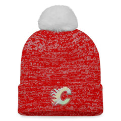 Calgary Flames - Fanatics Women's Glimmer Cuffed Knit Hat with Pom Red