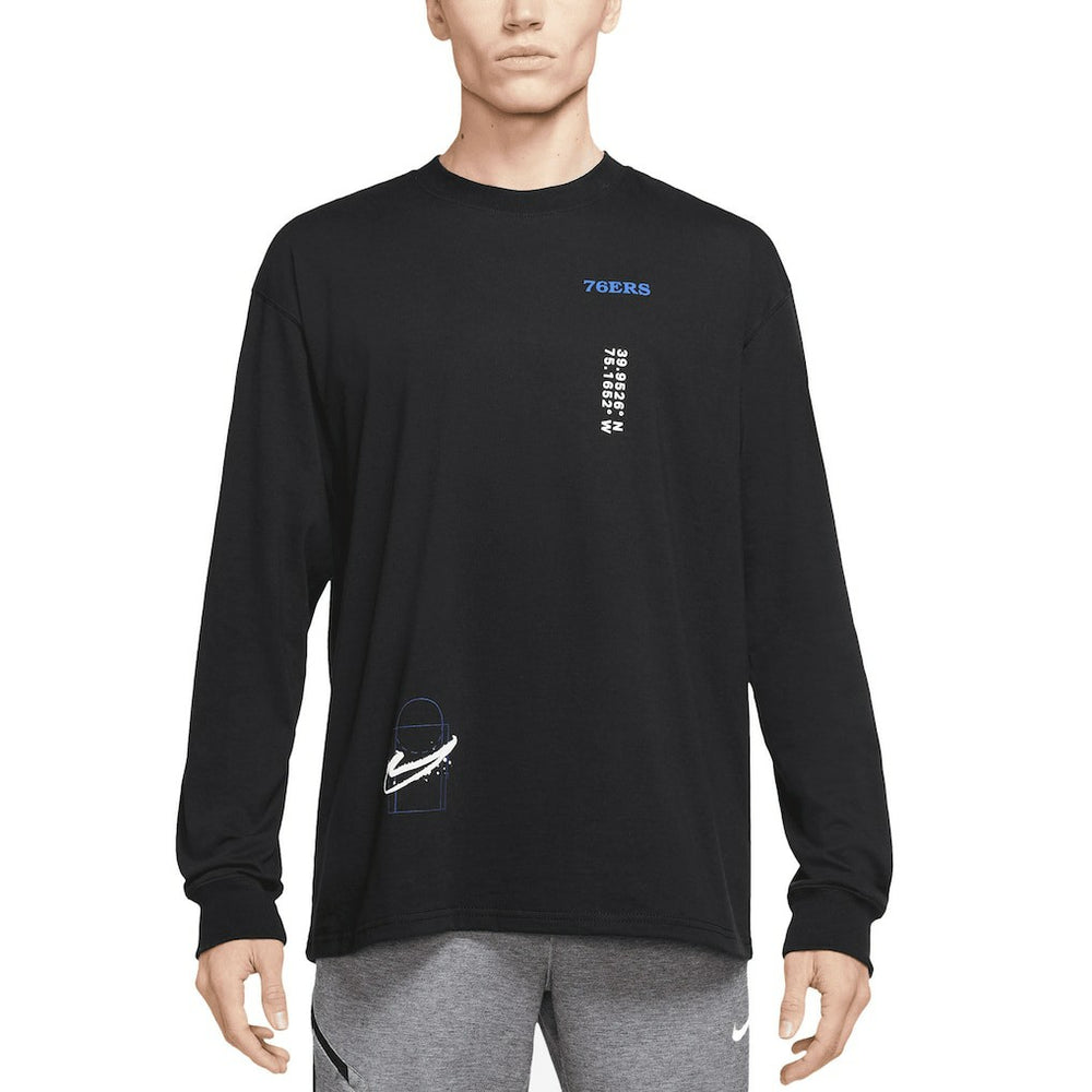 Nike - Philadelphia 76ers Courtside Established City Max90 Long Sleeve T-Shirt - Black