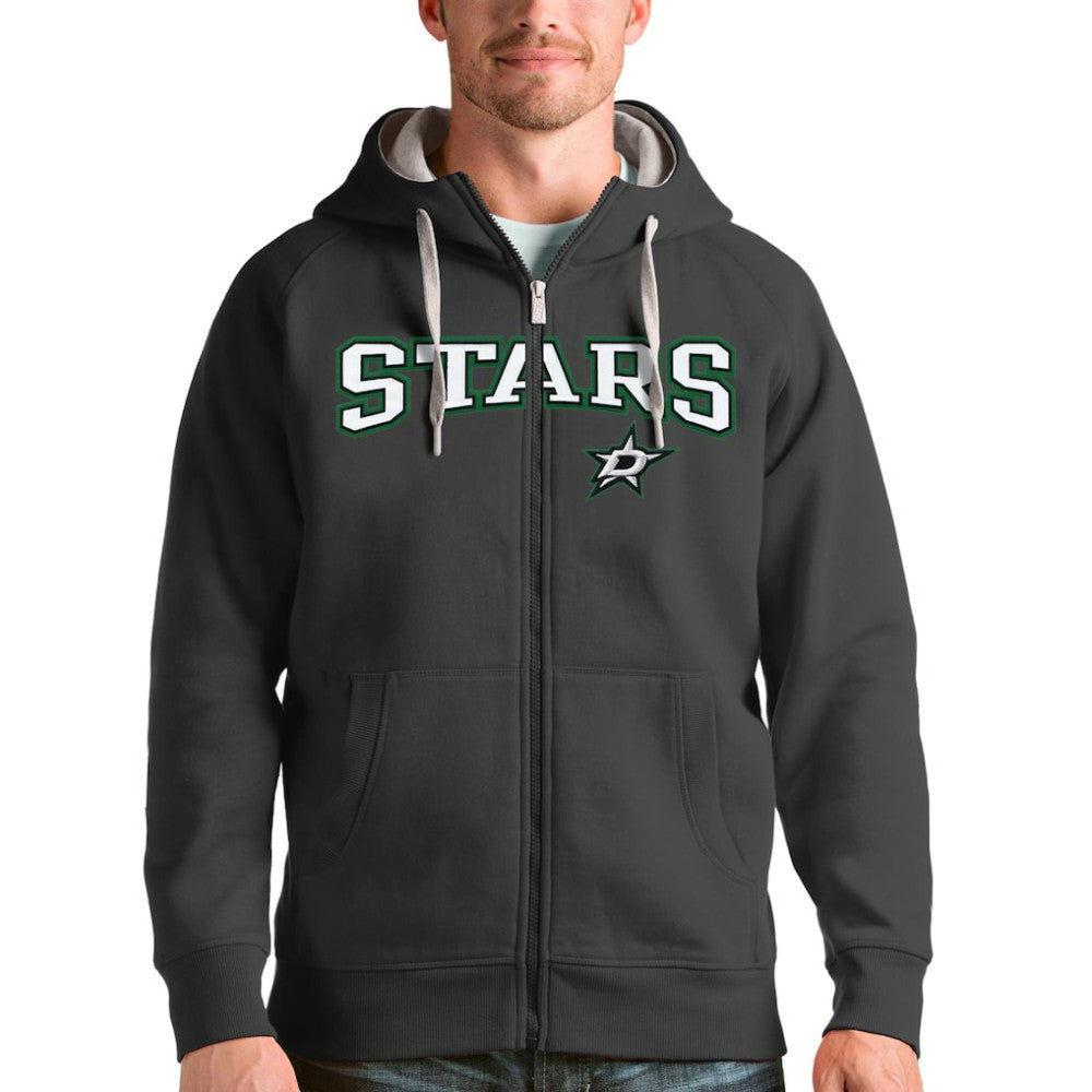 Dallas Stars - Antigua Wordmark Victory Full-Zip Hoodie Charcoal